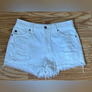 Kancan White Distressed Shorts
